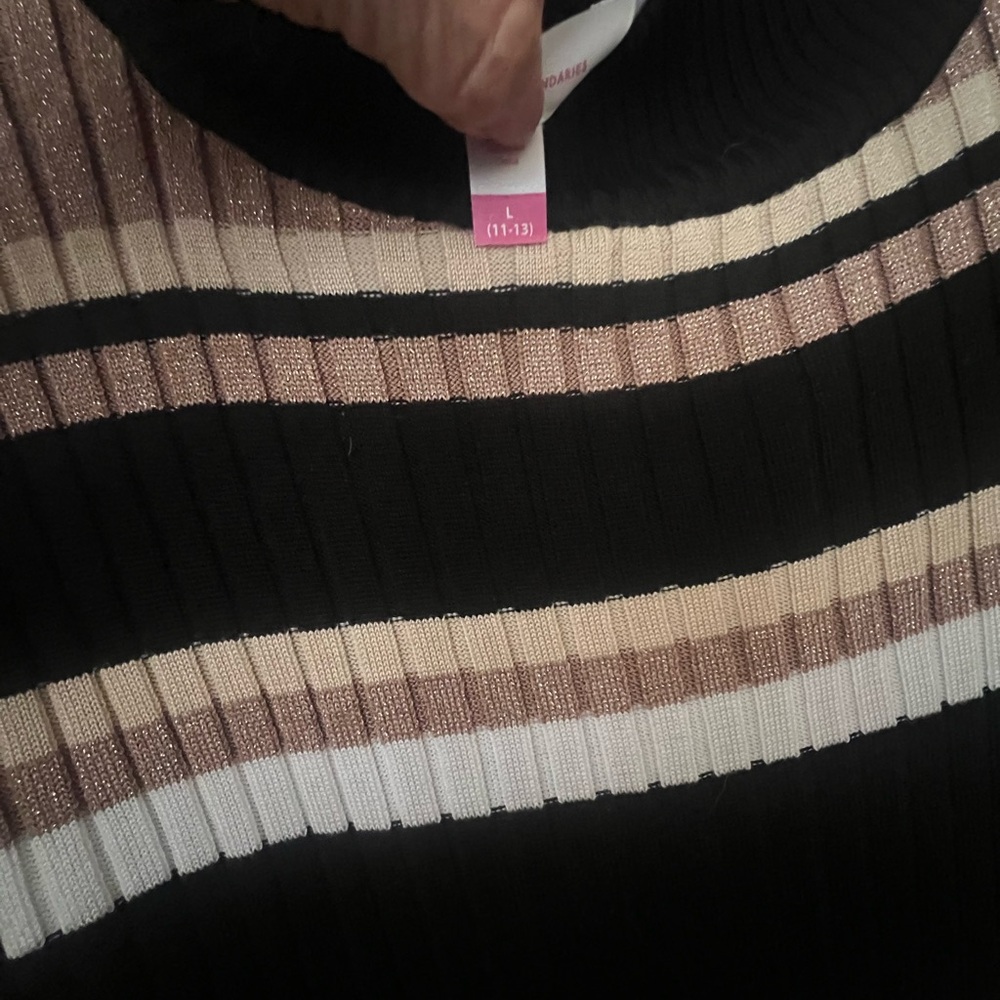 Striped Black and Brown Knit Dress - Picture 4 of 4